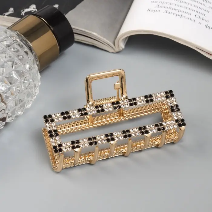 Крабик для волос &laquo;Флора&raquo;, прямой, 7 см, золото