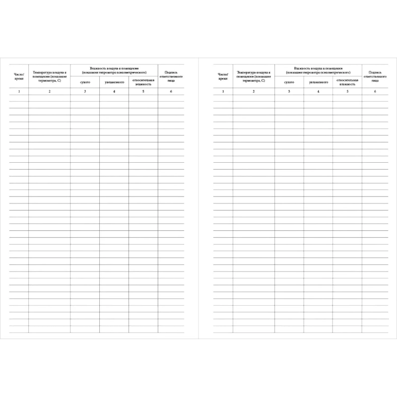 Журнал учета показаний гигрометра (80 стр.)