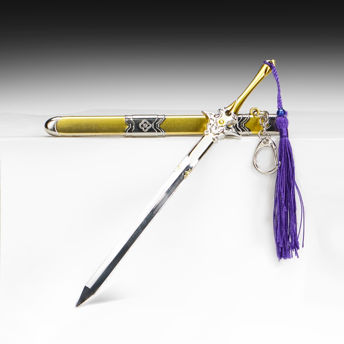 Сувенирное оружие подвесное мини Сувенирное оружие подвесное мини "Меч в стиле Геншин", брелок, 21 см, золотой с фиолетовым