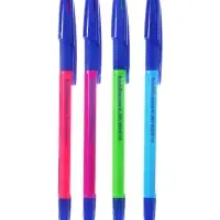 Набор ручек шариковых 4 штуки ErichKrause R=301 Neon Stick & Grip, узел 1.0 мм, чернила синие, резиновый упор, европодвес