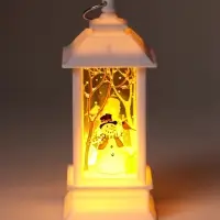 Фонарь новогодний LED &laquo;Снеговик с подарком у ёлки&raquo;, 5.5&times;5.5&times;13.5 см, белый