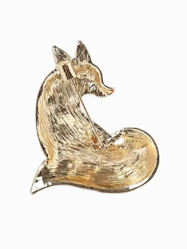 Брошь &laquo;Лиса&raquo; хитрая, стразы, цвет оранжево-белый в золоте