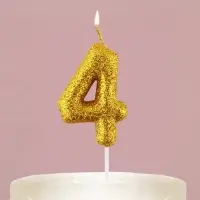Свеча для торта, цифра, блестящая «4», золото, 9,5 х 4 см