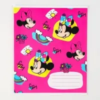 Тетрадь в линейку 12 листов, 5 видов МИКС, обложка мелованная бумага, &laquo;Минни Маус&raquo;