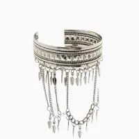 Браслет обод на предплечье &laquo;Перья&raquo;, d=6 см, цвет серебро