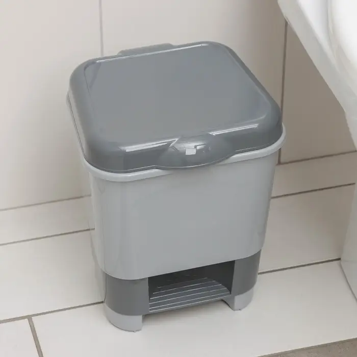 Контейнер для мусора с педалью, 8 л, 24&times;25.5&times;29.5 см, пластик, серый