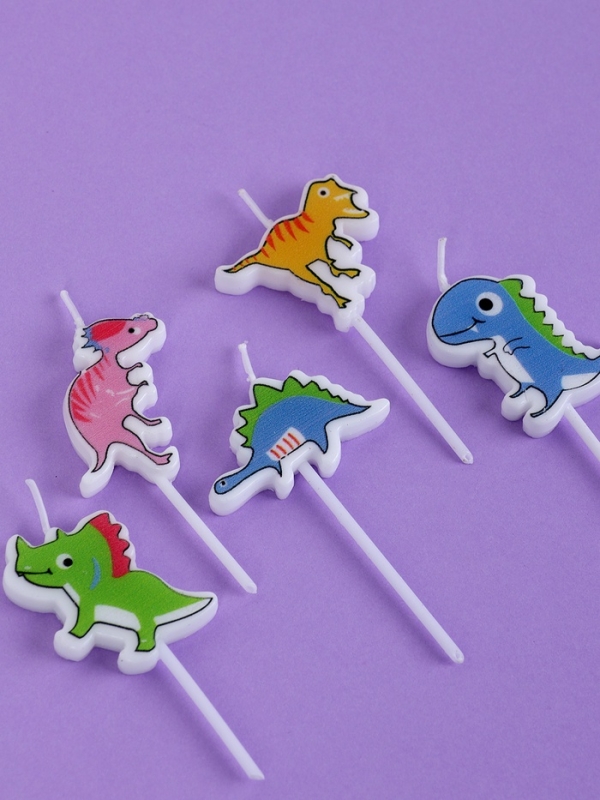 Свечи для торта  Свечи для торта "Динозаврики", 5 шт, разноцветные
