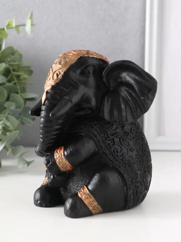 Фигура «Слон индийский большой», 14×12×12 см, чёрная
