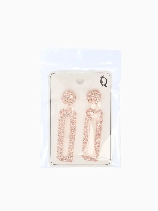 Серьги металл &laquo;Карибы&raquo;, длинный прямоугольник, цвет розовое золото