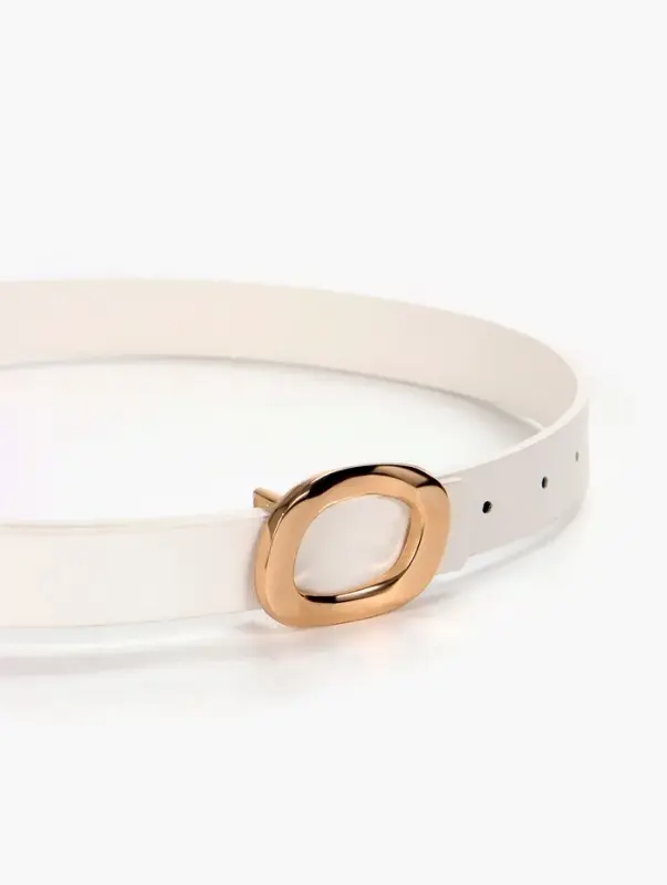 Ремень женский, гвоздик, золотистая пряжка, 2.3&times;106 см, белый