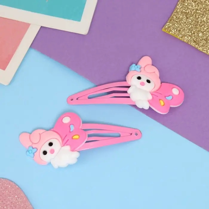 Невидимка для волос  Невидимка для волос "Адель" (набор 2 шт) зайка с крылышками, 5,5 см, розовый