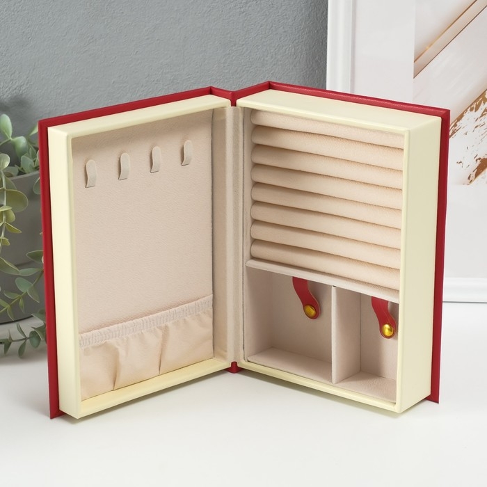 Шкатулка кожзам для украшений Шкатулка кожзам для украшений "Магическая книга" красная 15,5х21,5х7 см