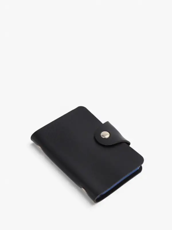 Визитница на кнопке, 12 карт, однотонная, чёрная