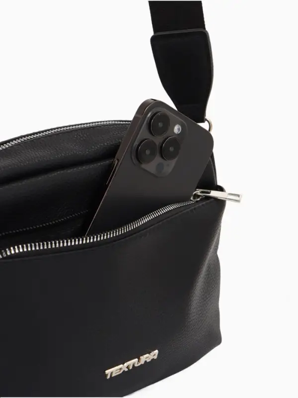 Сумка женская кросс-боди TEXTURA на молнии, 16&times;7&times;17 см, чёрная