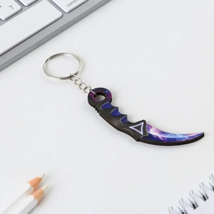 Брелок для ключей деревянный "Керамбит", космос, 2,5 х 7 см