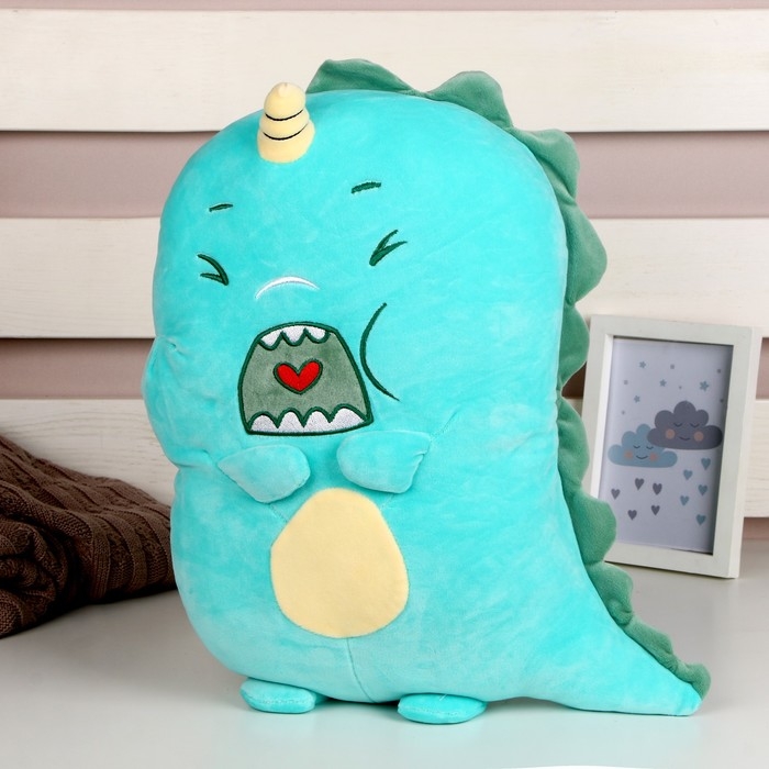 Мягкая игрушка &laquo;Динозаврик&raquo; с сердцем, 40 см, цвет зелёный