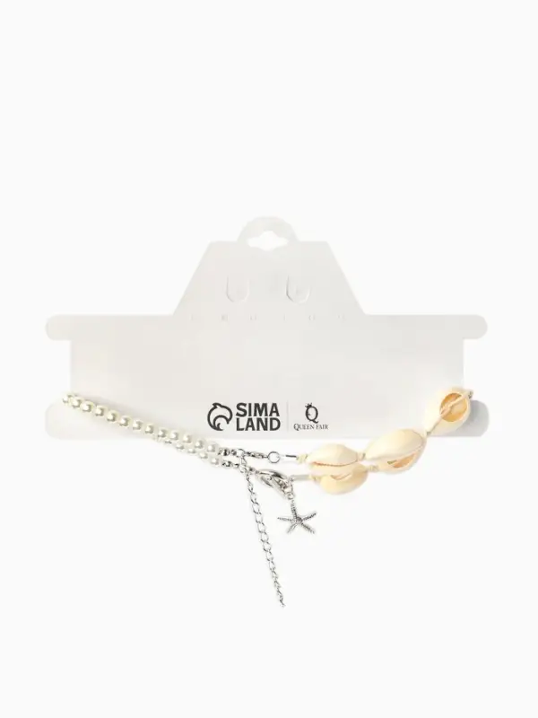 Чокер &laquo;Морская звезда&raquo;, белый в серебре, 42 см