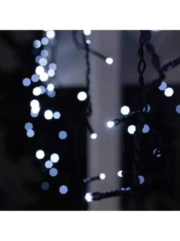 Гирлянда &laquo;Бахрома&raquo; 3&times;0.6 м, IP44, УМС, тёмная нить, 160 LED, свечение белое, мерцание белым, 220 В