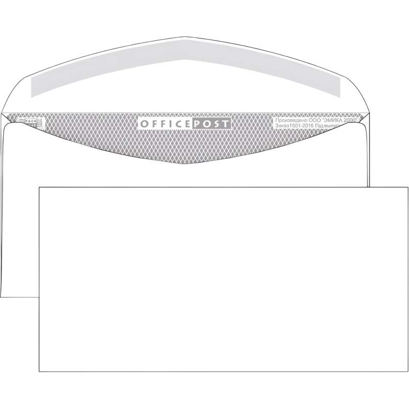 Конверт белый E65 декстр OfficePost 110х220 100шт/уп/1502