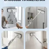 Швабра для окон Raccoon с распылителем, алюминиевая ручка 116 см, сгон 25 см, насадка из микрофибры 25&times;6 см