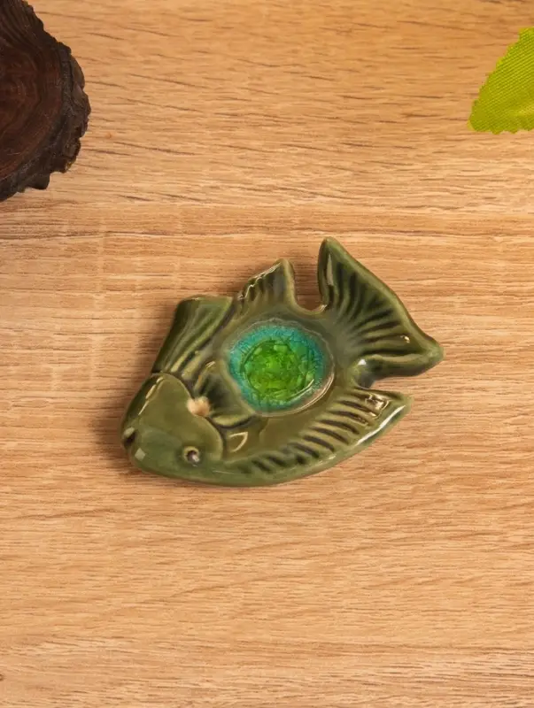 Подставка под благовония  Подставка под благовония "Экзотическая рыбка" керамика, цв. зелёный, 6х5х1 см