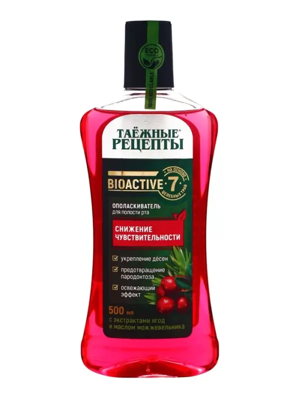 Ополаскиватель для рта Таёжные рецепты, для чувствительных зубов, 500 мл