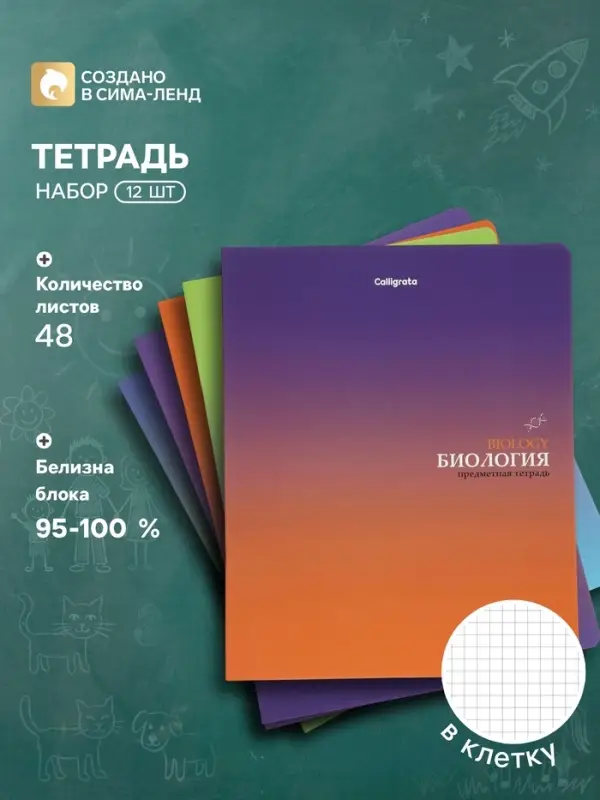 Тетради предметные 12 шт. &laquo;Градиент&raquo;, 48 листов, справочная информация, 60 г