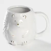 Кружка Доляна &laquo;Ёжик в золотом&raquo;, 450 мл, доломит, белая