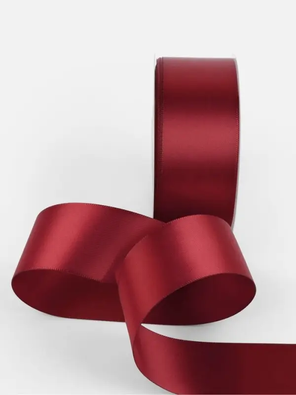 Лента атласная TEIRA, двухсторонняя, 38 мм, 25&plusmn;1 м, бордовая №0789