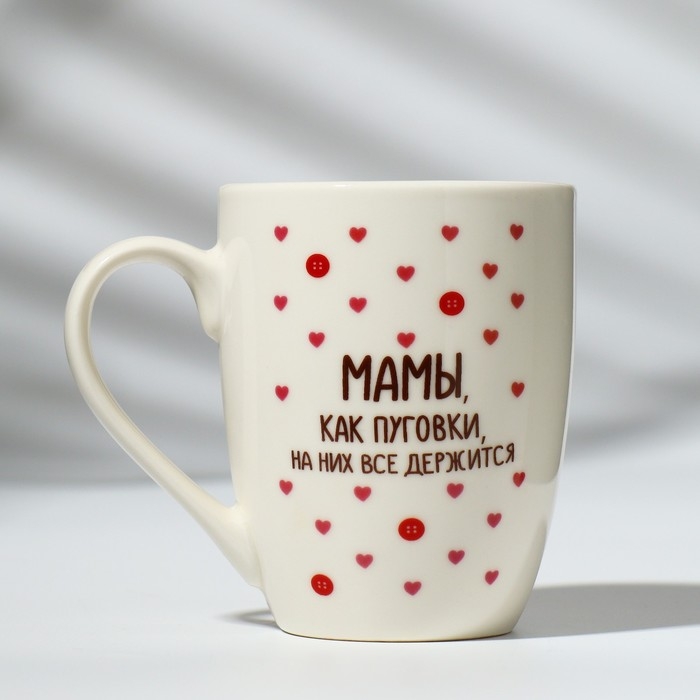 День матери. Кружка керамическая с ложкой «Мамы, как пуговки», 310 мл День матери. Кружка керамическая с ложкой «Мамы, как пуговки», 310 мл