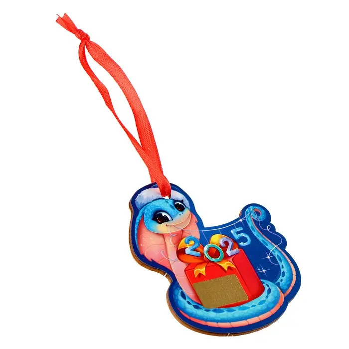 Ёлочная игрушка - подвеска деревянная «Новый год! Змея» со скретч-слоем Ёлочная игрушка - подвеска деревянная «Новый год! Змея» со скретч-слоем