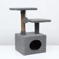 Домик-когтеточка, 53&times;35&times;65 см, квадратный, 2 уровня, серый