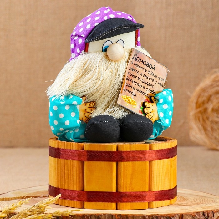 Оберег - домовой Оберег - домовой "Семён на бочке", h = 25 см, d = 19, микс