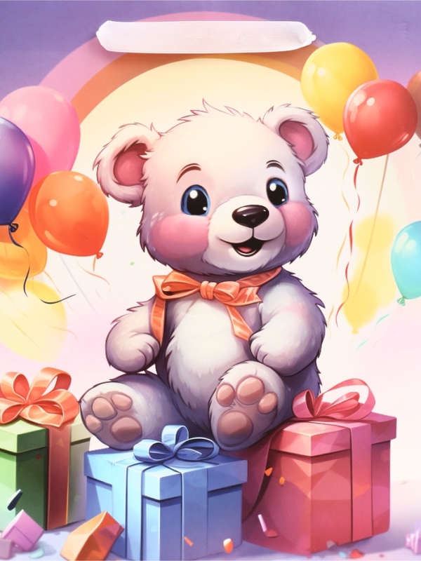 Пакет подарочный вертикальный "Медвежонок", 23 × 27 × 11.5 см