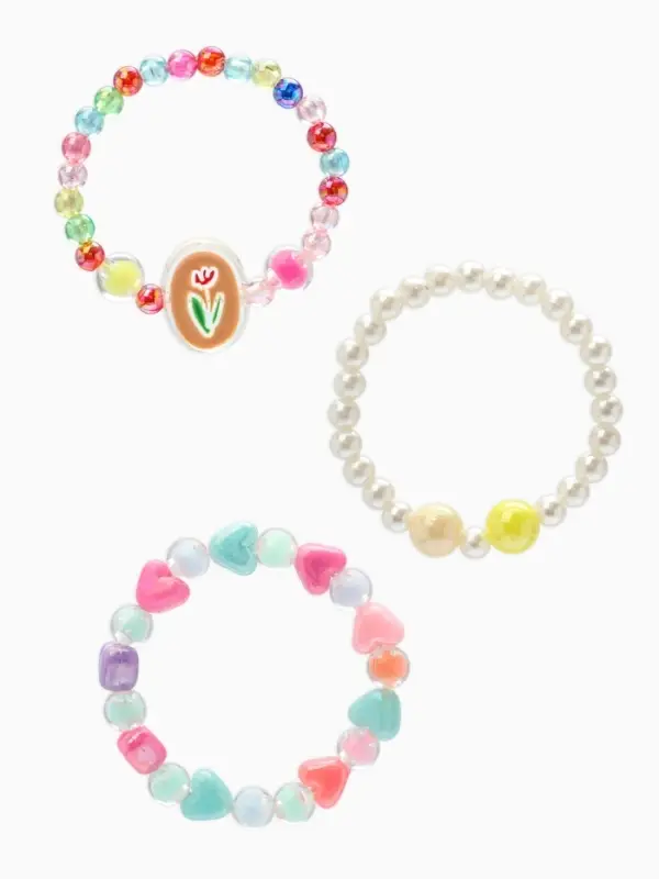 Браслет детский набор 3 шт. "Выбражулька" тюльпан в сердцах, цвет МИКС