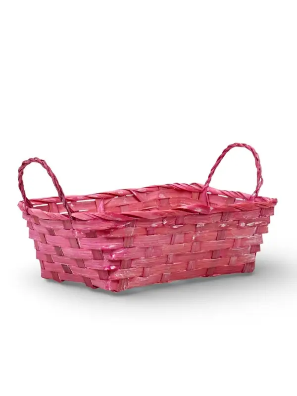 Корзина плетеная 24 х 20 х 8 см,боковые ручки, розовый квадрат