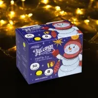 Гирлянда &laquo;Нить&raquo; 5 м, IP20, прозрачная нить, 50 LED, 8 режимов, 220 В, свечение жёлтое