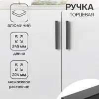 Ручка профильная мебельная торцевая CAPPIO RP101BL, м/о 224 мм, чёрная, 4 шт.