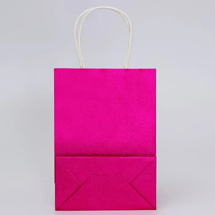 Пакет подарочный бумажный с глиттером розовый, 15×8×21 см Пакет подарочный бумажный с глиттером розовый, 15×8×21 см