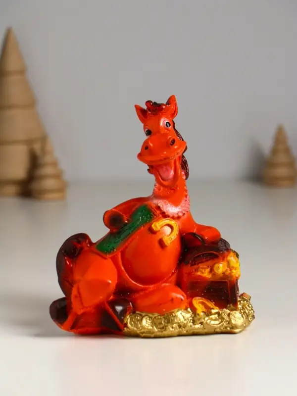 Копилка Копилка "Лошадь с сундуком монет" 12,5х11х7,5 см, коричневый