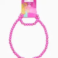 Набор детский &laquo;Выбражулька&raquo; 2 предмета: бусы, браслет, жемчуг стразы, цвет ярко-розовый