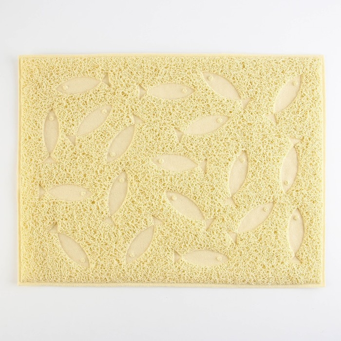 Коврик универсальный под миску и лоток «Рыбки», 30х40 см, бежевый Коврик универсальный под миску и лоток «Рыбки», 30х40 см, бежевый