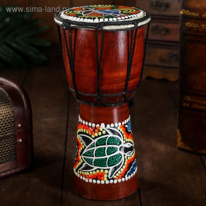 Сувенирный музыкальный инструмент Сувенирный музыкальный инструмент "Барабан Джембе Разноцветный" 13x13x24 см, МИКС