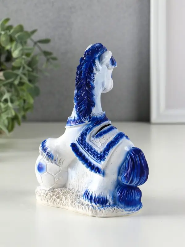 Копилка Копилка "Лошадь с мячом" 16х14х7 см, бело-голубой