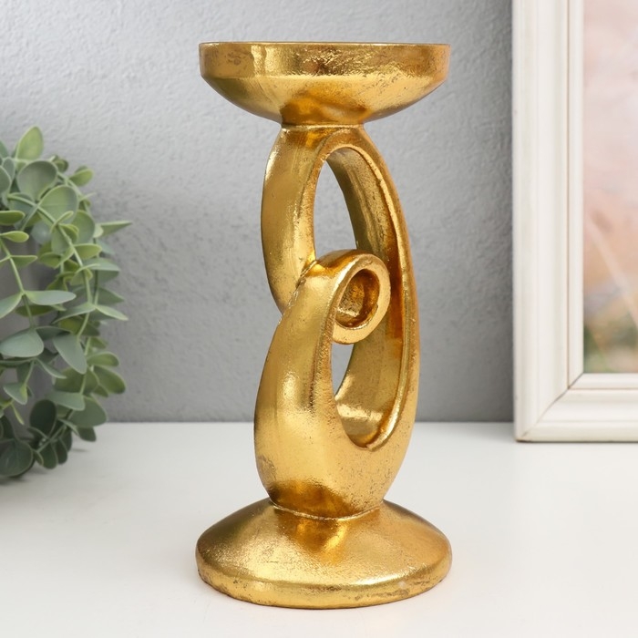 Подсвеник полистоун на 1 свечу  Подсвеник полистоун на 1 свечу "Петля" золото 10,5х10,5х20,5 см