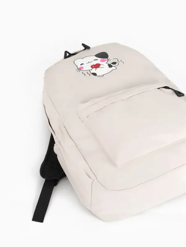 Рюкзак &laquo;Котик&raquo;, с сумкой и пеналом, 3 кармана, белый