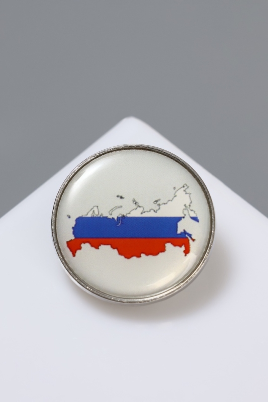 Брошь «Россия», цветная в серебре Брошь «Россия», цветная в серебре