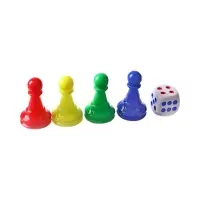 Фишки для настольных игр, набор 4 шт., фишка 2.5×1.6 см, кубик игральный 1.3×1.3 см