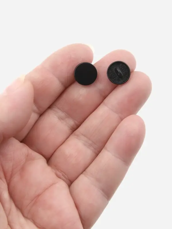 Пуговицы на ножке, металлические, d=11 мм, набор 10 шт., матовые, чёрный