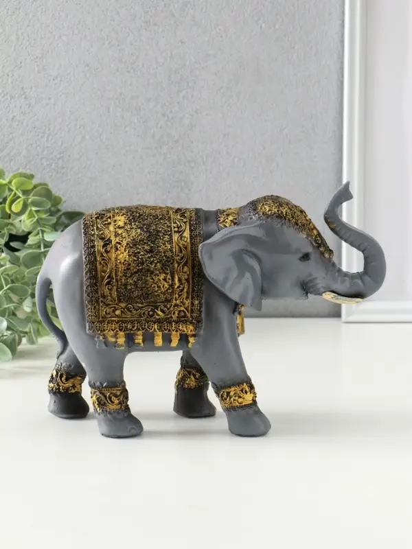 Фигура полистоун &laquo;Слон&raquo;, под серебро, 20&times;28 см